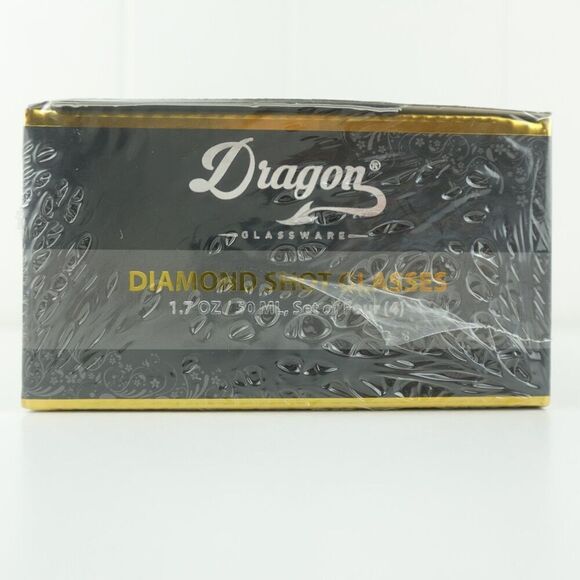 Dragon Glassware Shot Glasses Clear Diamond Shaped Set Of 4 - Picture 6 of 11